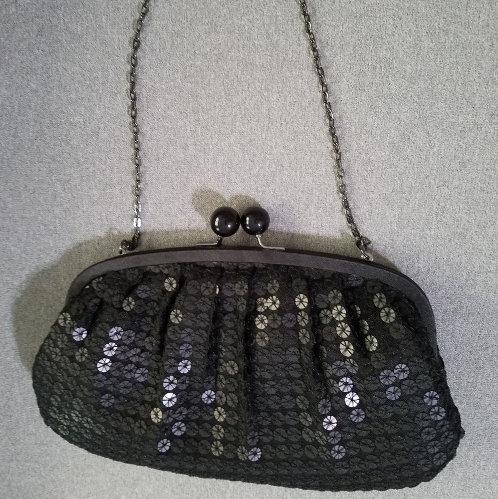 Sequin black clutch